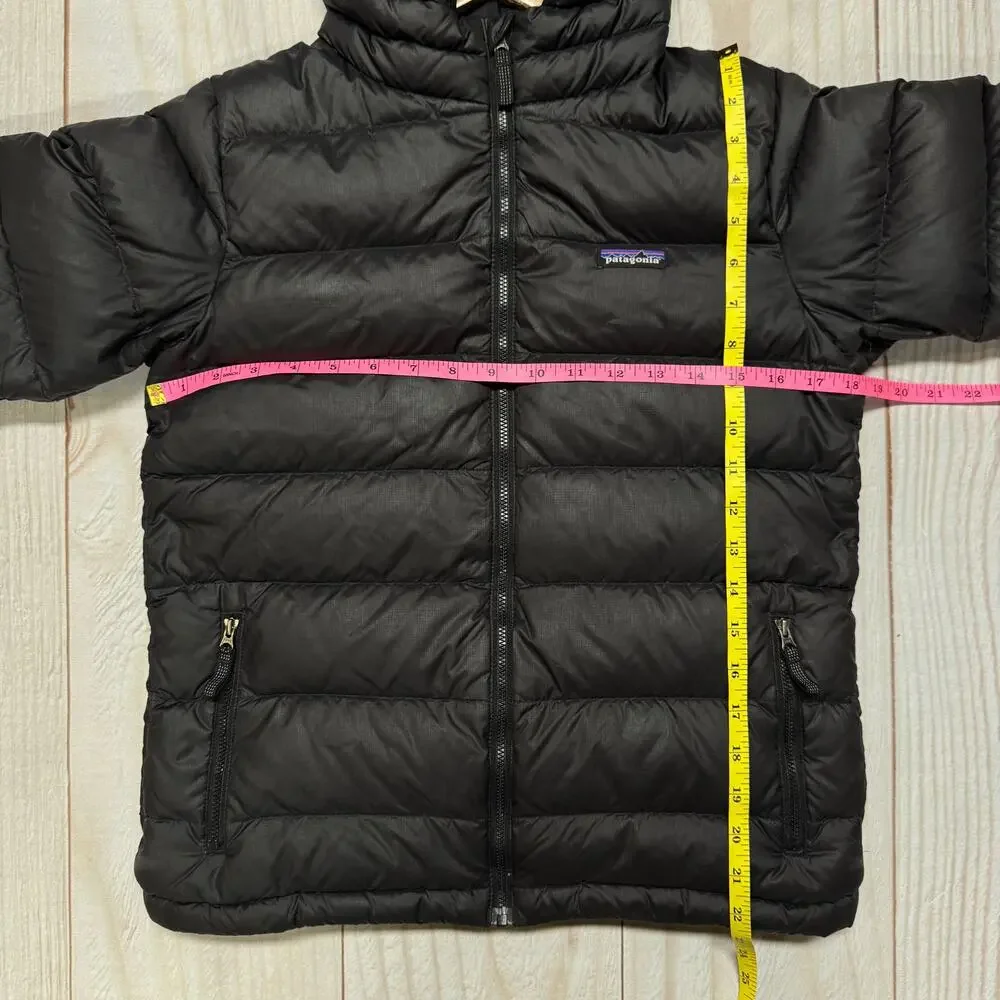 Patagonia Boys L 12 Hi-Loft Duck Down Sweater Hoody 700 Fill Jacket Black